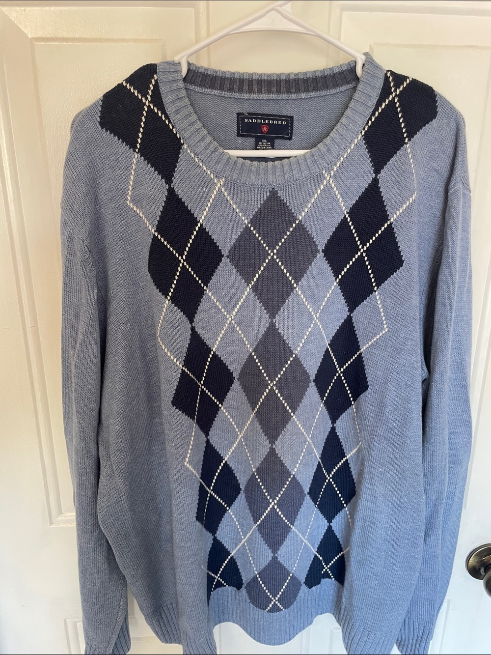 Saddlebred Light Blue Argyle Crewneck Sweater